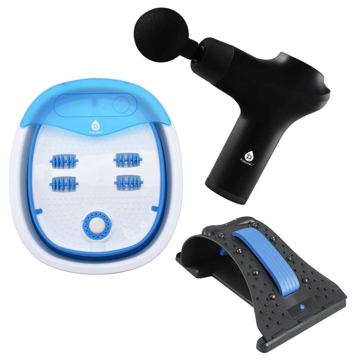 Head-to-Toe Relaxation Bundle: Massage Gun, Neck & Shoulder Stretcher, Foot Massager - Sports