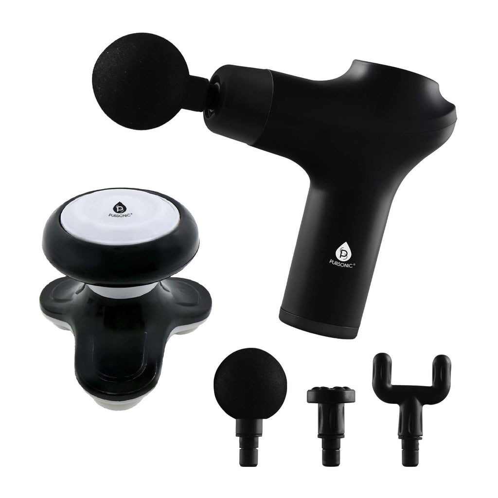 Pursonic Muscle Recovery & Relaxation Power Duo: Massage Gun & Handheld Electric Sport Massager - Sports