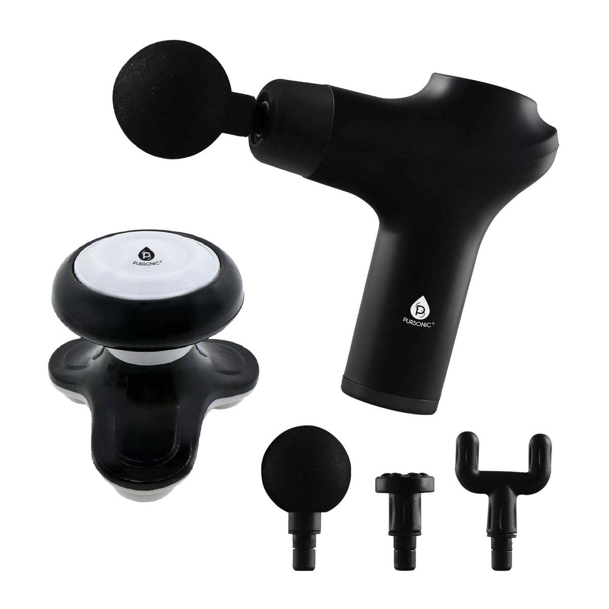 Pursonic Muscle Recovery & Relaxation Power Duo: Massage Gun & Handheld Electric Sport Massager - Sports